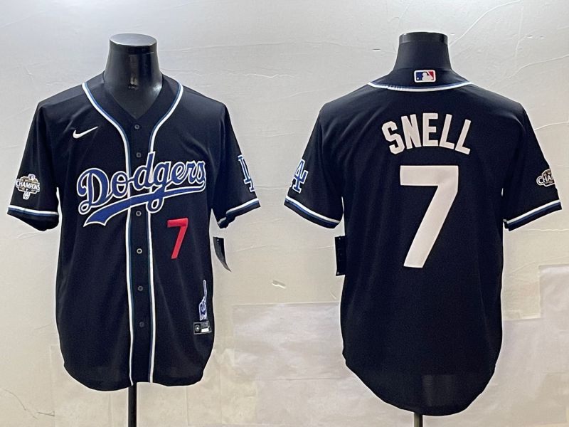 Men Los Angeles Dodgers 7 Snell Black Fashion Game 2025 Nike MLB Jersey style 3065